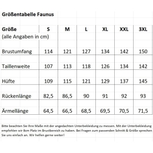 Drilling Jagd- & Outdoorbekleidung Größentabelle Lodenjacke Faunus